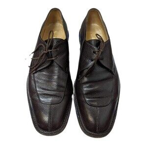 Gravati Men’s Italian Leather Pebbled Dark Brown Oxford Shoes- Size 10.5
